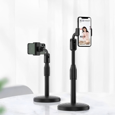 Picture of L7 Desktop Mobile Phone Holder Height Adjustable Stand & 360° Rotatable for Live Streaming Shoot YouTube TikTok Video Round Base Smartphone - Mobile Stand -Black