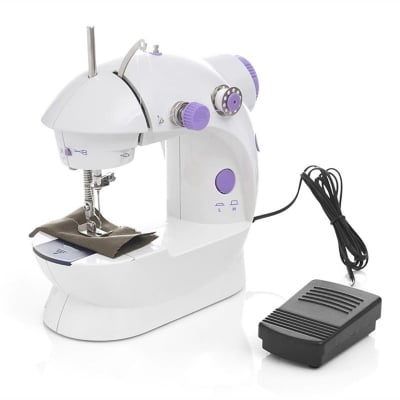 Picture of Household Portable Mini Sewing Machine with Foot Pedal Light Double thread -Off White