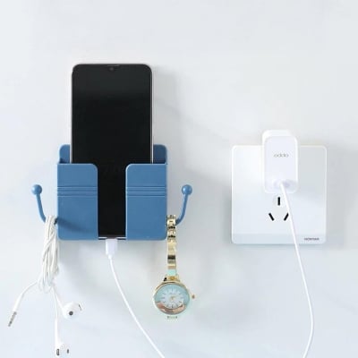 Picture of Multi-Function Wall Mounted Organizer Storage Box with Hooks for Remote Control and Mobile Accessories -Multicolor