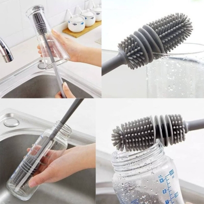 Picture of Silicone Bottle Cleaning Brush Bottle Cleaner for Washing Baby Bottles Handle Brush