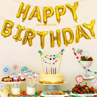 Picture of Happy Birthday Foil Banner 13 Piece - Birthday Decoration/Happy Birthday Foil Balloon Banner Big Size Letter Multicolor -Multicolor
