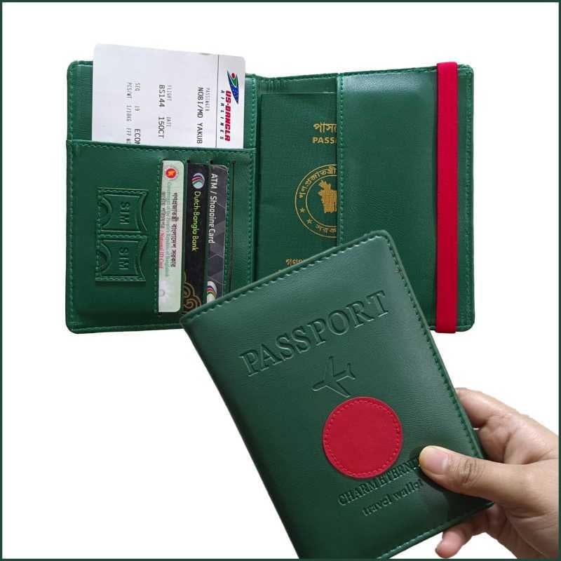 Picture of Green Passport Cover Wallet -Multicolor