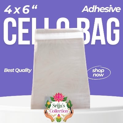 Picture of Srija 4x6 Inch Self Adhesive Cello Bags | Transparent Plastic Packaging Pouch | Clear Seal Poly Bag for Jewelry, Cards, Gifts