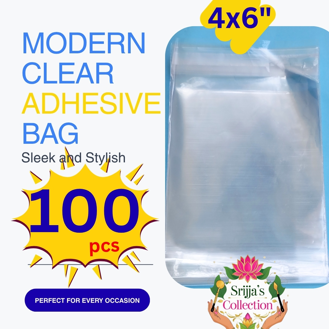 Picture of Srija 4x6 Inch Self Adhesive Cello Bags | Transparent Plastic Packaging Pouch | Clear Seal Poly Bag for Jewelry, Cards, Gifts