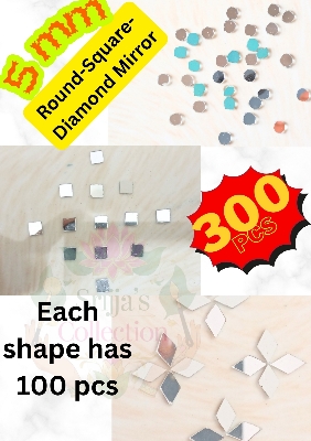 Picture of 5 mm Square/Round/Diamond Shape Glass Craft Mirror for Crafts Lippon Art Embroidery works Arts and Crafts (300 pcs)
