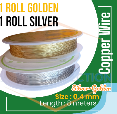 Picture of 0.4mm Silver-Golden Color Jewelry Copper Wire for Beading Wire Craft Jewelry Wire Tarnish Resistant for Jewelry Making
