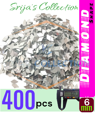 Picture of 6mm (0.6 cm) Rhombus Shape Mirror for Lippan Art, Embroidery Works in Any Other Clothes, Jewellery Making, Arts & Crafts Mosaic Tiles