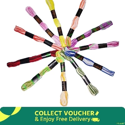 Picture of DMC Shaded Color Thread for Cross Stitch Threads Bracelet Yarn Craft Floss Embroidery Floss 12/16 Pieces Set