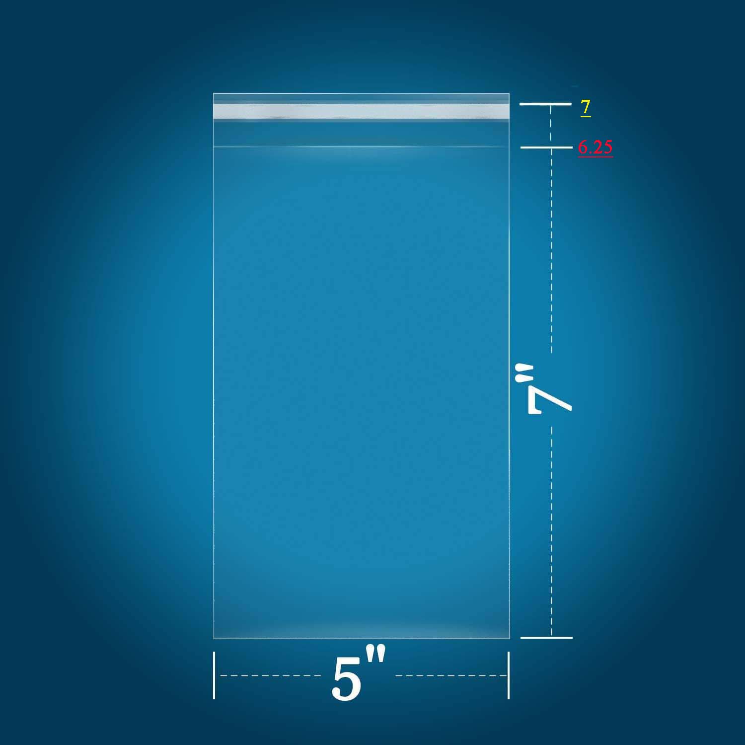 Picture of 5" x 7" Adhesive Clear Resealable Cellophane Self Adhesive Seal Bags for Packaging Bakery Cookie Cards Gifts Cellophane Poly Bags