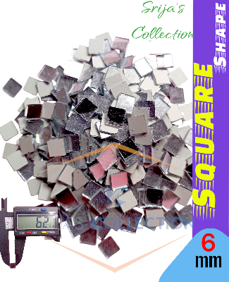Picture of 6 mm Square Shape Glass Mirror Kit - Jewelry Making, Lippan Art Work - Embroidery Craft Work, Mosaic Art, Stone Mirror Beads – Kids, School Projects