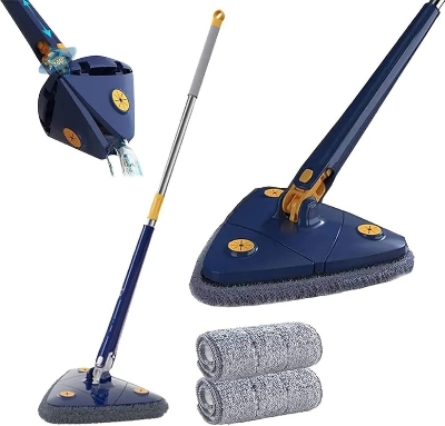 Picture of Hand Free Easy Use Self-Washed Microfiber Magic Flat Mop For Floor Cleaning (Triangle shape) Multicolor