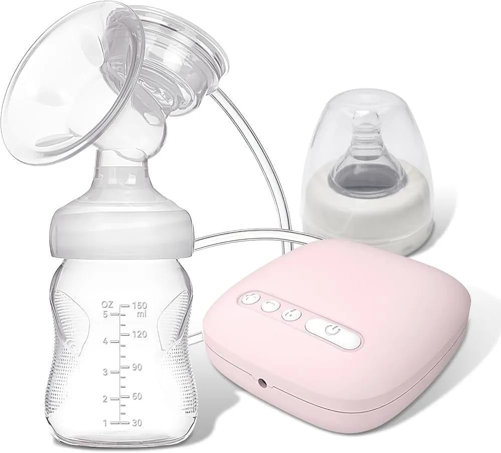 Picture of 1 Machine, 1 Bottle Electric Breast Pump RH228 Intelligent Automatic Breast Pump | BPA-Free USB Dual Control Milk Suction and Breast Massager Baby Breastfeeding | Off White