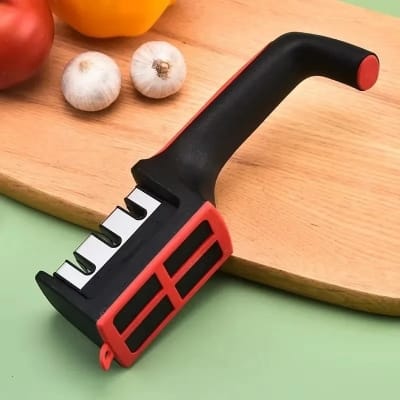Picture of Professional 3 Step Knife Sharpener in Stainless Steel and Diamond Multicolor