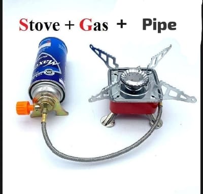 Picture of Portable Mini Gas Stove, Foldable Camping Stove for Camping and Outdoors[ with silinder+ pipe] Multicolor