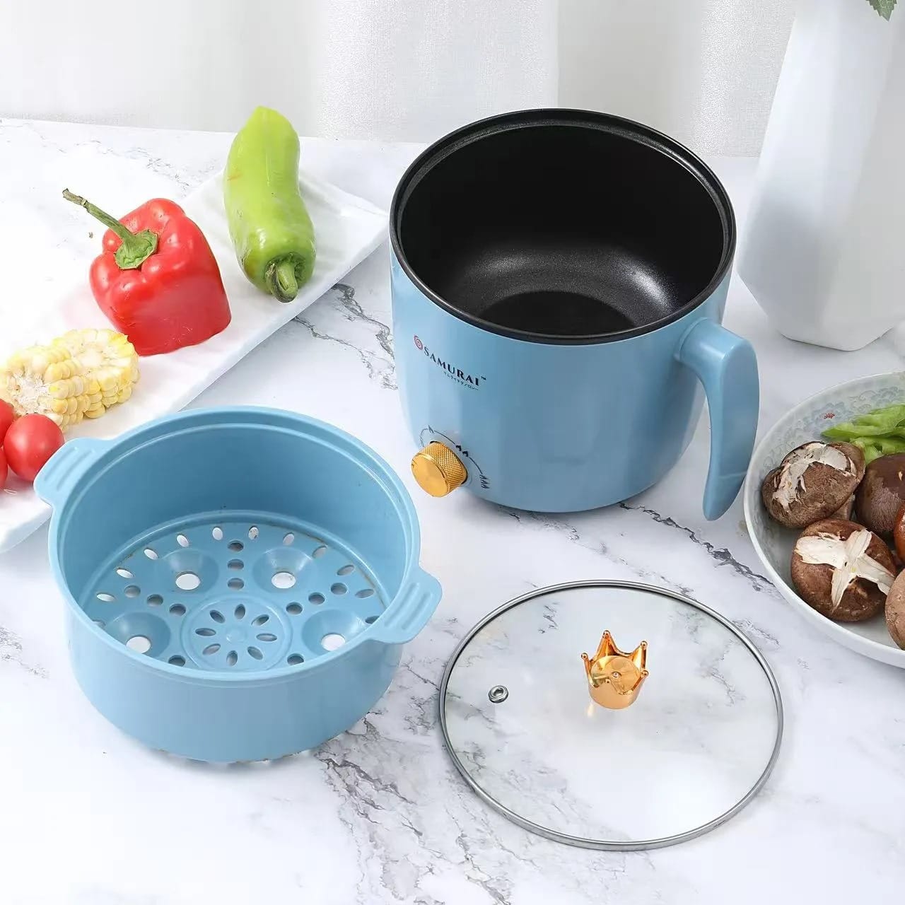 Picture of Samurai Mini Electric Rice Cooker – 1.8L Multi-Function Non-Stick Pot Multicolor