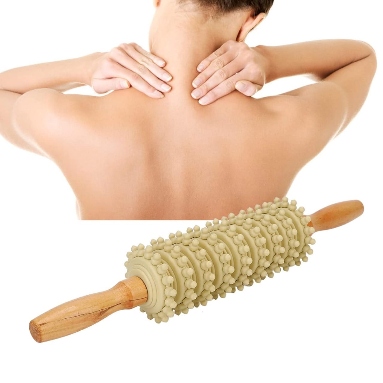 Picture of Ketsicart Wood Therapy Roller, Wooden Massage Roller Muscle Blasting Trigger Points for Home Multicolor