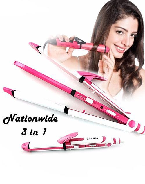 Picture of 3 in 1 Hair Straightener Hair curler Roller Model 1291 Ceramic Professional Electric Flat iron Hair styling tool Beauty Set Rod for Women 129 Multicolor
