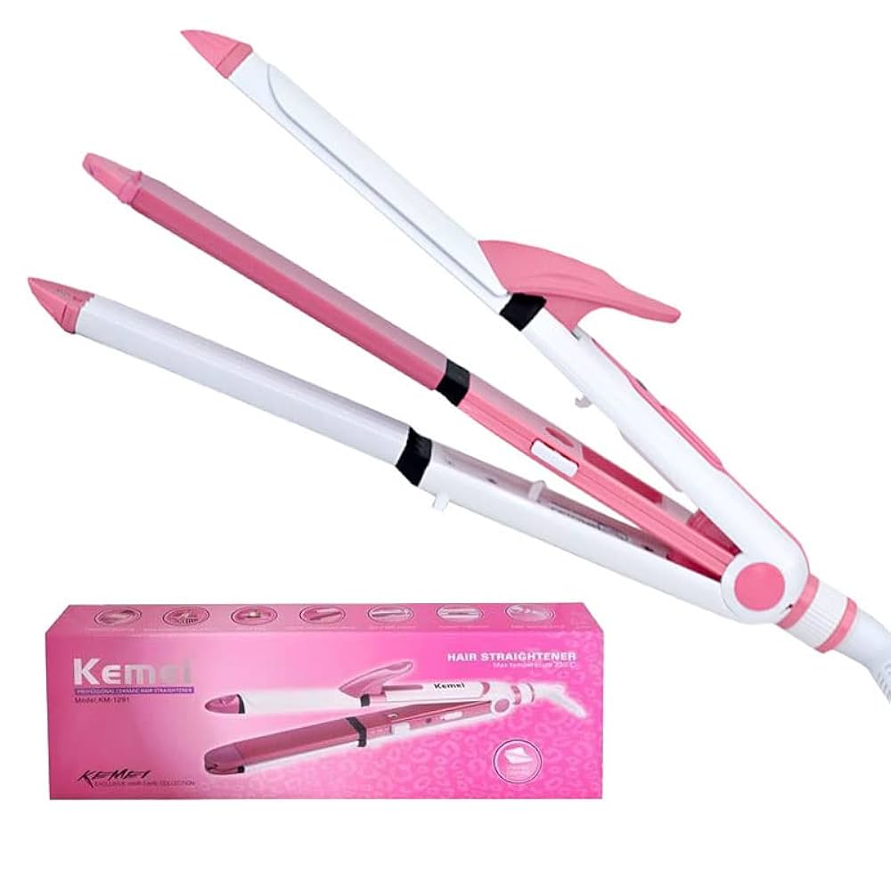 Picture of 3 in 1 Hair Straightener Hair curler Roller Model 1291 Ceramic Professional Electric Flat iron Hair styling tool Beauty Set Rod for Women 129 Multicolor
