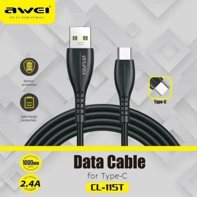 Picture of Awei CL-115T Data Cable for Type-C 2.4A Fast Charging Cable(Black)