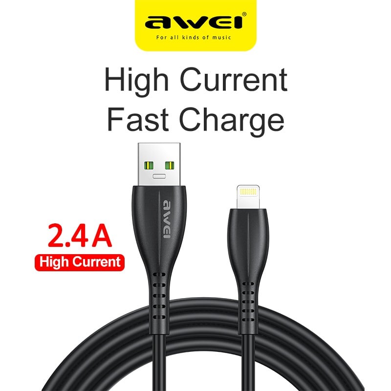 Picture of Awei CL-115L Data Cable for Lightning 2.4A Fast Charging Cable(Black)