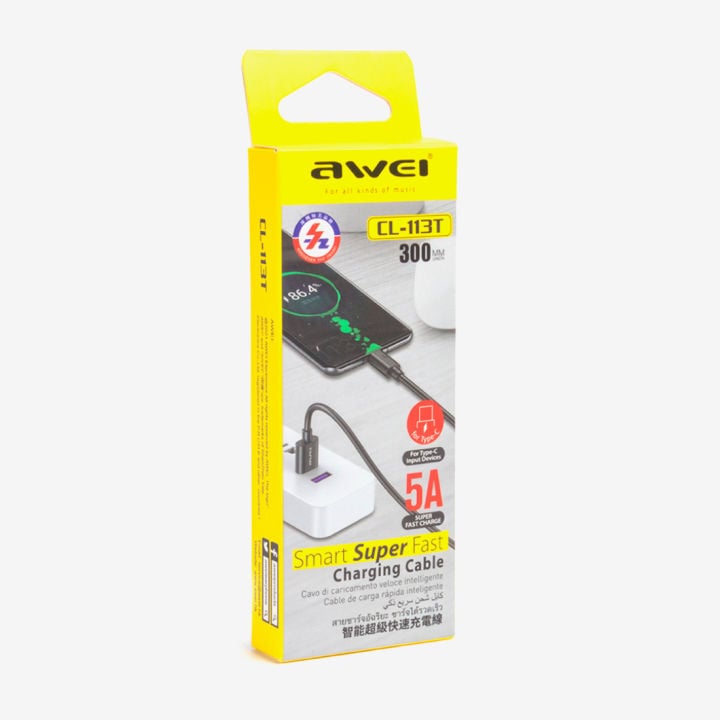 Picture of Awei CL-113T 5A Type-C Fast Charging 0.3 Meter Short Cable for Power bank(Black)