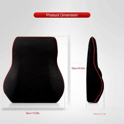 Picture of Memory Foam Lumbar Support Cushion Back Chair Pillow for Home Office Car Seat Black
