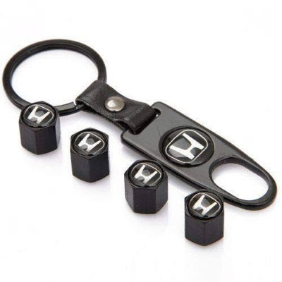 Picture of Air Caps Cover with Keychain for Honda - Black, 4 Pieces