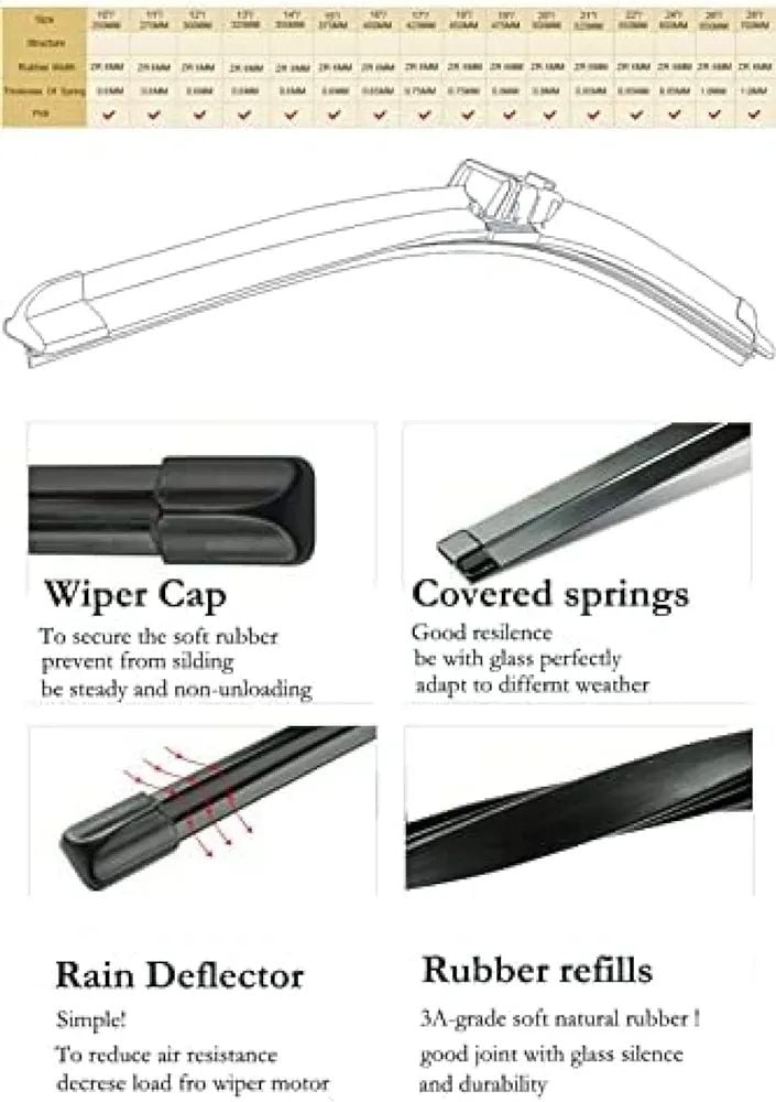 Picture of 26" 16" Front Windshield Wiper Blades Fit For Toyota C-HR CHR (Set of 2) Black
