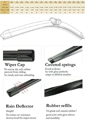Picture of 26" 16" Front Windshield Wiper Blades Fit For Toyota C-HR CHR (Set of 2) Black