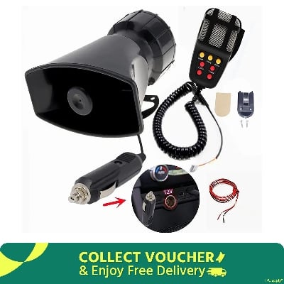 Picture of Car Horn Car Siren Horn Car Siren Speaker Vehicle Horn with Mic PA System Emergency Sound Amplifier Car Siren Loud Electric Horn Sound for any 12V Police Car Truck Lorry Boat SUV ectq Black