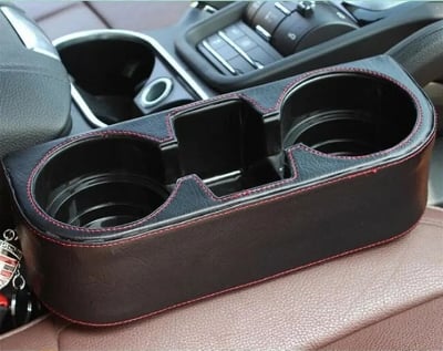 Picture of Dual cup holder for car seat Leather Black