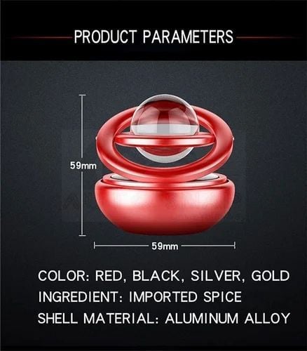 Picture of Solar Car Dashboard  Air Freshener Double Ring Perfume 360 Degree Auto Rotating Suspension Red