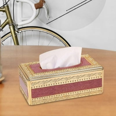 Picture of Modern Luxury Facial Tissue Box Napkin Paper Holder Case Napkin Box Tissue Dispenser Tissue Holder for Room Bathroom Ornament Red