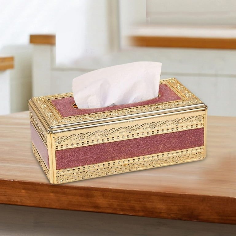 Picture of Modern Luxury Facial Tissue Box Napkin Paper Holder Case Napkin Box Tissue Dispenser Tissue Holder for Room Bathroom Ornament Red