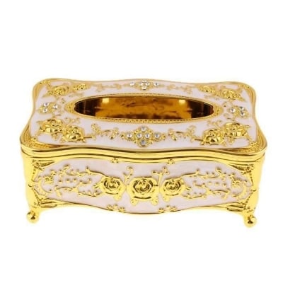 Picture of Car Tissue Box Car Interior Accessories Golden Pearl White European Style Tissue Box