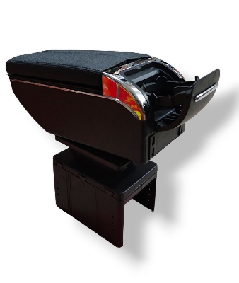 Picture of Black With Chrome Universal Car Console Box With 7 port USB Black