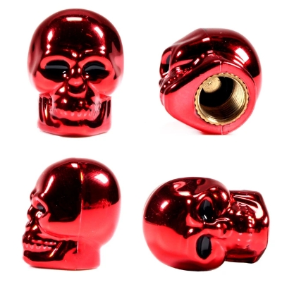 Picture of 4Pcs/Set Universal Car Skull Style Antirust Copper Core Motorcycle Bike Car Wheel Tyre Tires Valve Stem Caps Cover Protector
