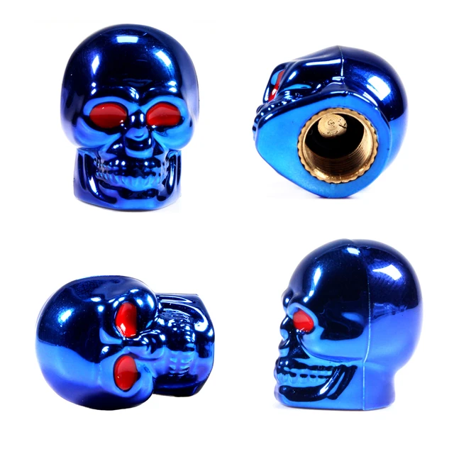 Picture of 4Pcs/Set Universal Car Skull Style Antirust Copper Core Motorcycle Bike Car Wheel Tyre Tires Valve Stem Caps Cover Protector