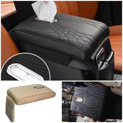 Picture of Car Arm Rest Cushion with Tissue paper pad Car Armrest Cover Leather Car Armrest Box Pad, Arm Rest for Car Console Cover, Auto Armrest Cover New Car Accessories Universal Arm Rest Pads for