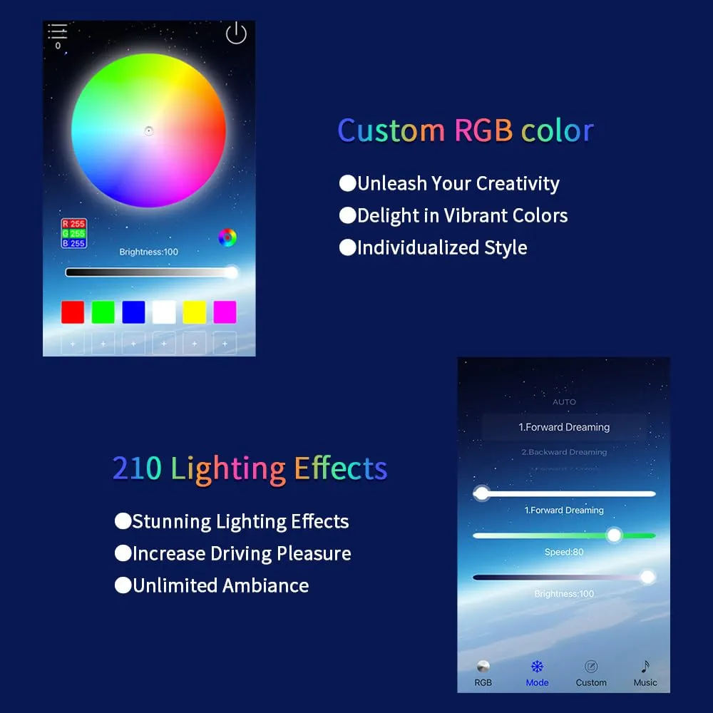 Picture of Car LED Hood Light Strip (RGB). App Control