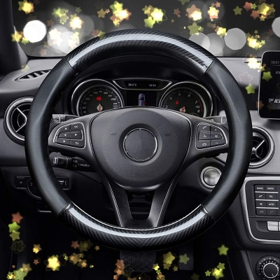 Picture of Universal Car Steering Wheel Cover Carbon Fiber with synthetic Leather