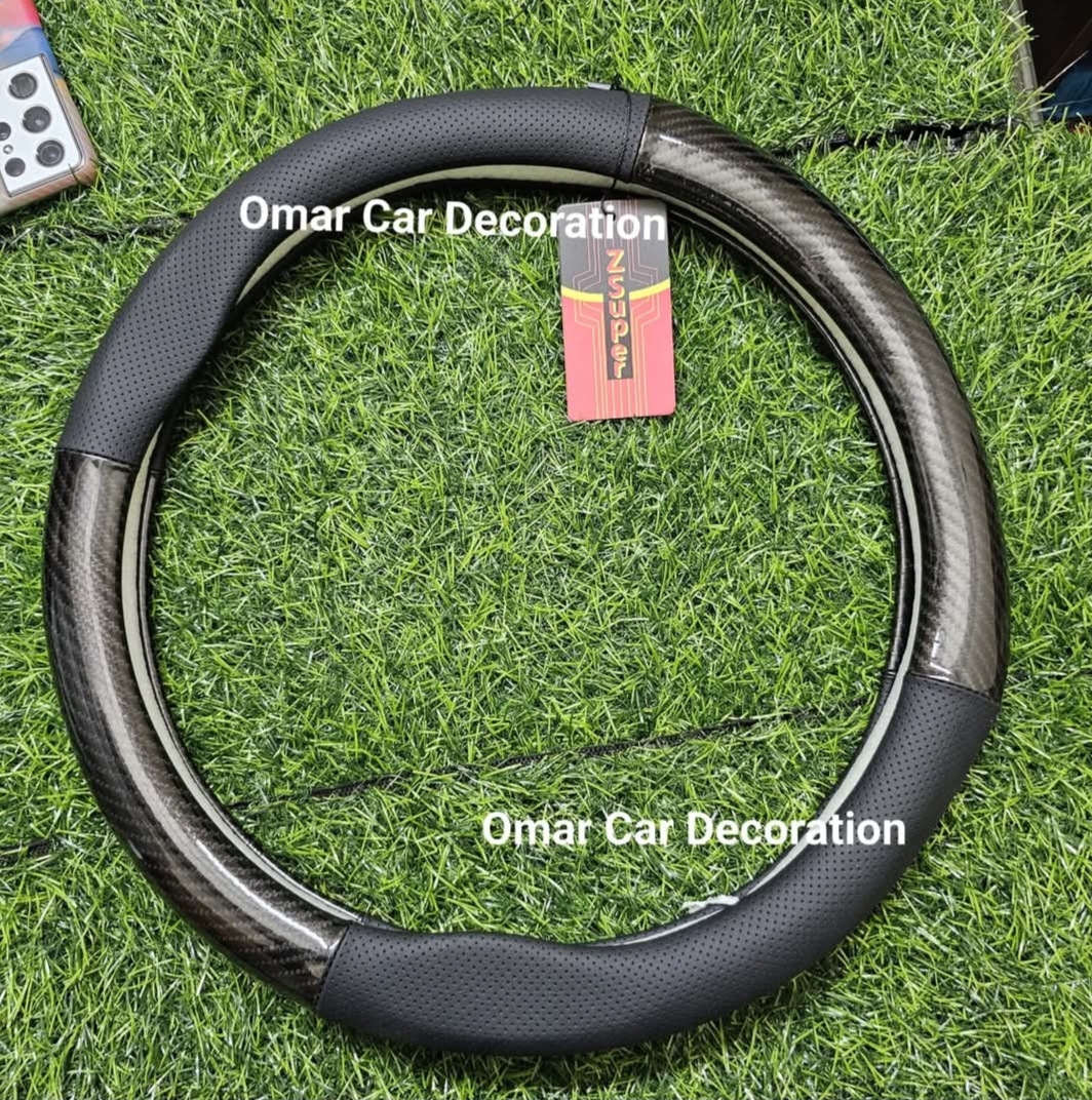 Picture of Universal Car Steering Wheel Cover Carbon Fiber with synthetic Leather