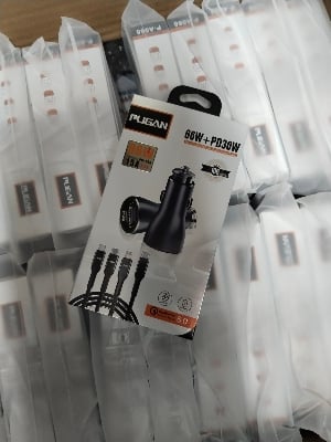 Picture of PUGAN 96W Fast Car Charger | QC6.0 + PD30W | 3-in-1 Cable Black