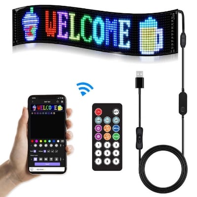 Picture of Smart RGB LED Car Display Board – 14"x4" – App Controlled Scrolling Text Multicolor