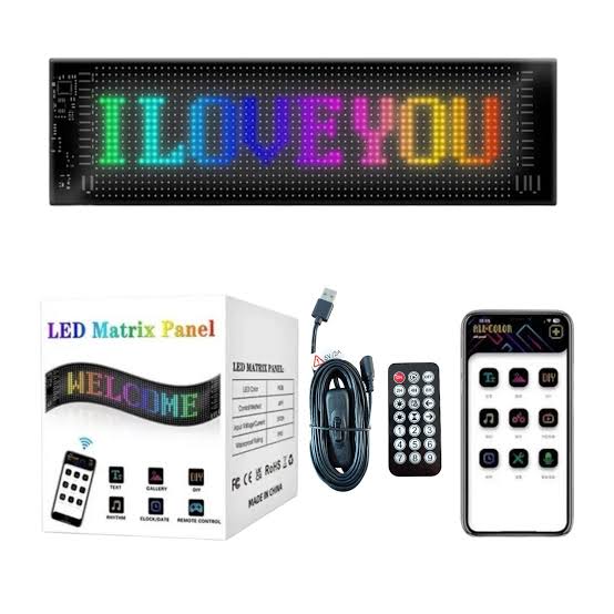 Picture of Smart RGB LED Car Display Board – 14"x4" – App Controlled Scrolling Text Multicolor