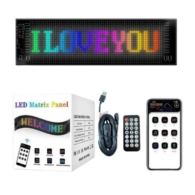Picture of Smart RGB LED Car Display Board – 14"x4" – App Controlled Scrolling Text Multicolor