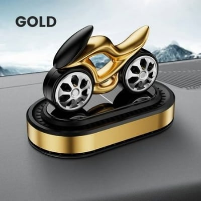 Picture of Bike Shape Car Dashboard Perfume – Stylish Solar Rotating Air Freshener Gold