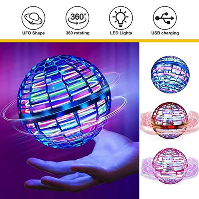 Picture of Magic Flying Ball Toy with RGB Lights - Hand Controlled Boomerang Spinner Mini Drone for Kids & Adults