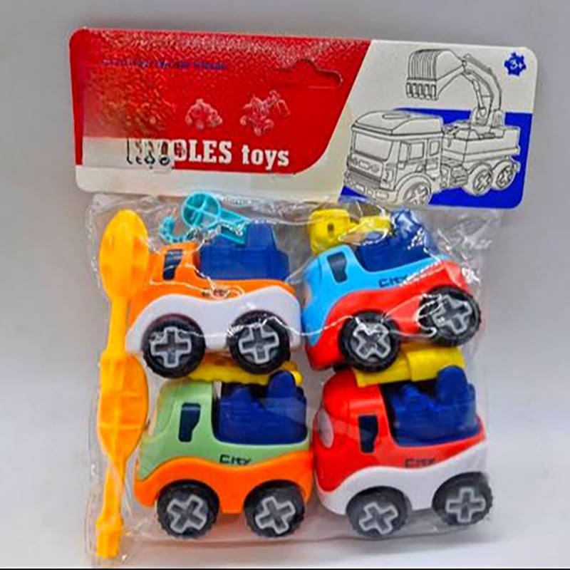 Picture of City Guardian DIY Assemble Engineering Vehicle Set 4 Pcs Toy  Kids Take Apart Construction Trucks Excavator Bulldozer Mixer  Friction Powered DIY Assembled Car Educational STEM Toy for Boys