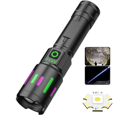 Picture of Agsun-X MS-036N USB Rechargeable LED Flashlight 1000 Lumens Extremely Bright Lighting Modes Camping Hiking Emergency Flashlight with 4000mAh Large Capacity Battery